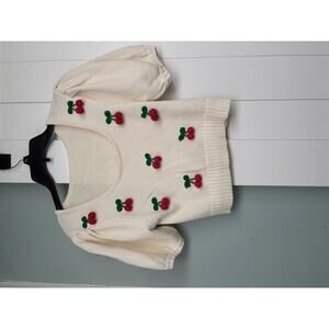 Red Dress - As the story unfolds cherry embroidered knit top